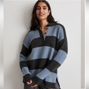 NWT Madewell Rugby Stripe Polo Sweater Size S